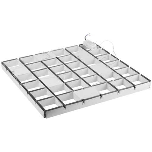 Светильник светодиодный SPO-646-3-4K-S6 36Вт 4000К 3420Лм 89х89мм грильято 100х100 домино металлик 6 кубиков драйвер фото 2